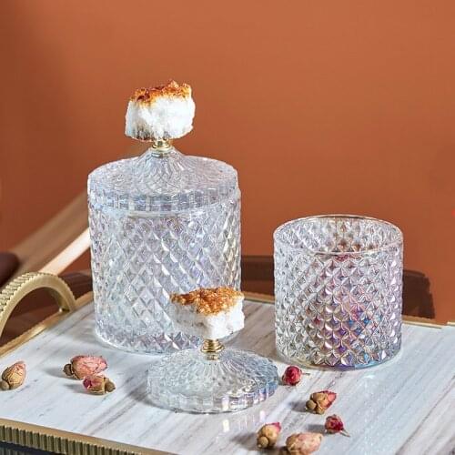 Light Luxury Crystal Glass Storage Jar Home Decoration Candy Box Coffee Table Top Storage Tank