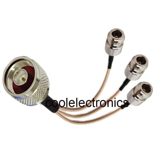 RG316 N Male Plug to 3 N female Jack Connector RF Pigtail Y Extension Cable 10/15/20/30/50cm /1m