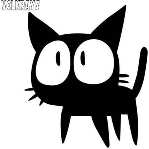 Volkrays Cartoon Car Sticker Big Eyes Cat Individual Motorcycle Accessories Reflective Waterproof Vinyl Decal,12cm*11cm