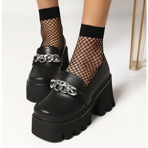 Female Pump Heels Strange Style Slip-On High Heel With Chain With High Platform Summer Casual 2021 Offices Dressing Ladies Shoes