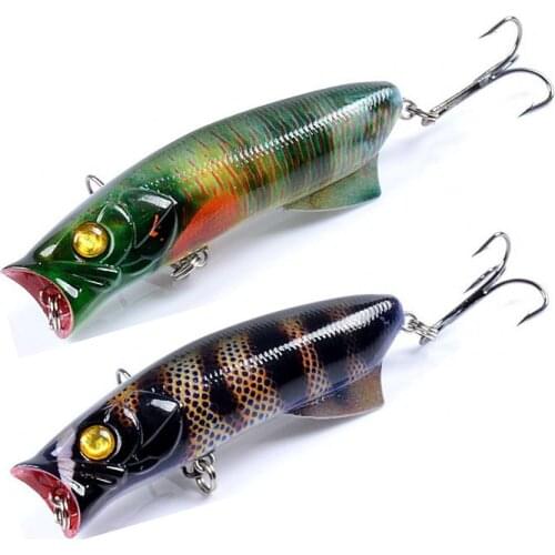 1pc Floathing Lure Topwater 3D Printed Popper Fishing Lure 7.8cm 11.5g Hard Bait Plastic Fishing Tackle Crankbait 7 Colors