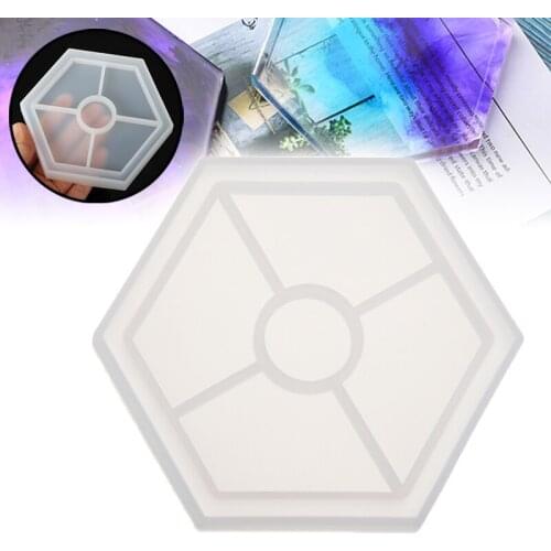1pc Hexagon Coaster Resin Casting Mold Silicone Jewelry Making Mould Craft DIY Flower Pot Base Tea Cup Pad Drop Glue