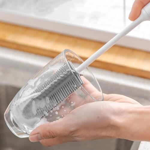 1PC Silicone Glass Cleaning Brush Long Handle Cup Brush Household Tea Kitchen Wash Cup Sponge Brush
