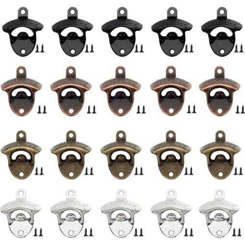 20 Pcs Lets Drink Bottle Opener Wall Mounted Vintage Retro Alloy Beer Openers Tools Four Colors Combinations Bar Accessories