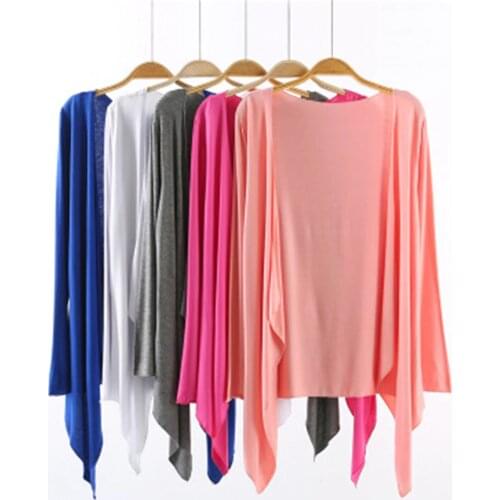 2020 plus size Spring Summer womens modal sweater slim sun protection clothing outerwear black white gray red pink cardigan