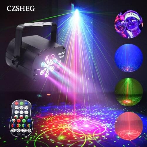 2021 New LED Stage Light Laser Projector Disco Lamp with Voice Control Sound Party Lights for Home DJ Laser Show Party Lamp