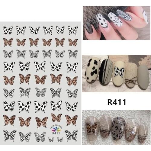 3D Nail Sticker Autumn Small Compact Adhesive Stickers Cute Leopard Butterfly Insect Stickers for Manicure Nail Art Decoration
