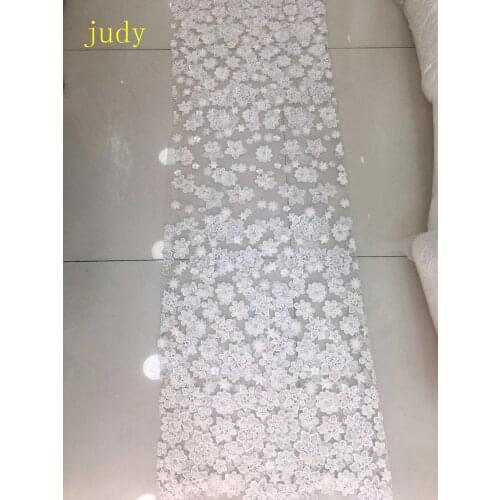 5yards White embroidery lace sequined beads fashionable European and American style fabric used for wedding dress design