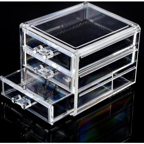 Acrylic Make Up Organizer 3 Drawers Storage Box Clear Plastic Cosmetic Storage Box Organizers Clear Cotton Pads Plastic Box