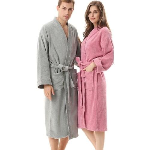 2019Five-star hotel Winter pure cotton bathrobes sleepwear robes Unisex long-sleeve absorbent terry bathrobe comfortable pijamas
