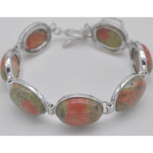 Unakite Epidote Beads Bracelet Bangle 8 Inch Jewelry For Woman Gift Making G059