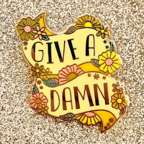 YAOJIE Give a Damn Flower Slogan Brooch Pins Enamel Metal Badges Lapel Pin Brooches Jackets Jeans Fashion Jewelry Accessories