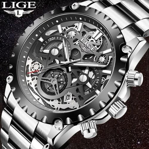 LIGE Top Brand Luxury Mens Fashion Watch Men Sport Waterproof Quartz Watches Men All Steel Army Military Watch Relogio Masculino