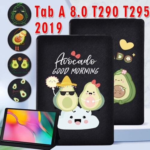 Tablet Cover Case for Samsung Galaxy Tab A T290/T295 (2019) 8.0 Inch Avocado Series Cute Patterns PU Leather Cover Case