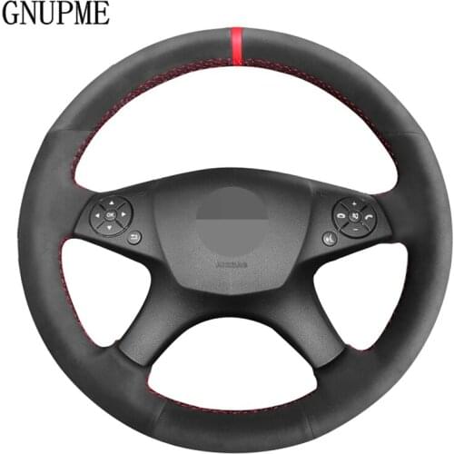 Black Suede Leather Car Steering Wheel Cover for Mercedes Benz W204 C-Class 2007-2010 C280 C230 C180 C260 C200 C300