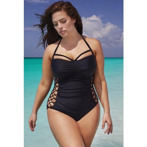 Black Color One-Piece Swimwear For Women,Lady Sexy Monokini,One Pieces Swimsuit Hollow out Retro Swimwear Plus Size 3XL 4XL 5XL