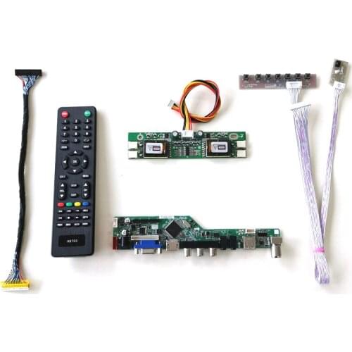 For M190Z1-L01/L03 VGA USB AV RF LCD panel monitor T.V56 drive card board LVDS 4CCFL 30Pin keyboard+Remote+Inverter DIY kit