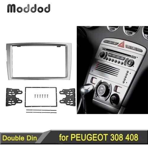 Double Din Car Radio Fascia for PEUGEOT 308 2007-2013, 408 2011+ Stereo Panel Dash Mount Trim Installation Kit Frame