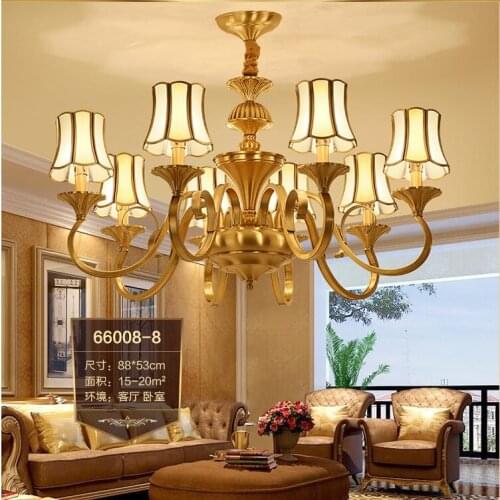 European Candle Copper Modern Chandelier Light Antique Brass Design LED Lighting Modern Decoration Lamp Study Light Bedroom Lamp