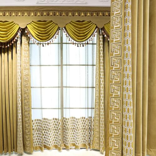 AS European thick Belgian flannel water-soluble velvet laser embroidery Light luxury Curtains for Living dining room bedroom