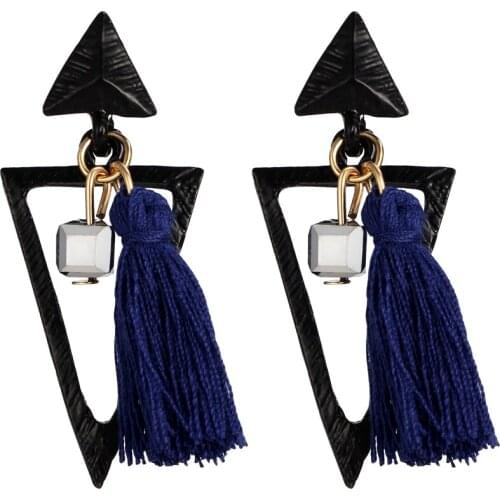 HOCOLE Delicate geometric triangle tassel earrings for women bijoux Pendientes Fashion Jewelry