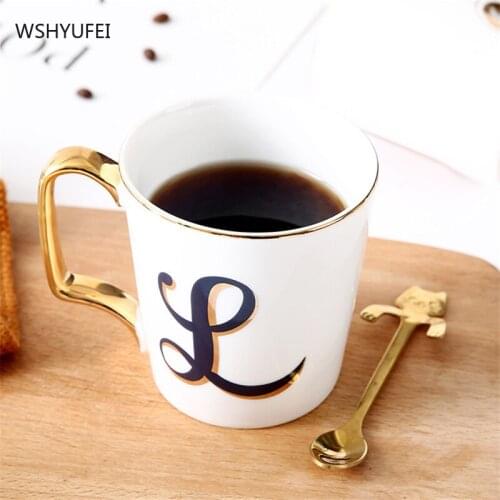 Romantic Nordic Phnom Penh Ceramic Mug with English Alphabet Mug Couple Breakfast Creative Personality Large-capacity Coffee Cup