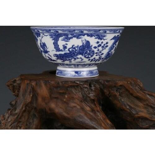 China antique Porcelain Qing qianlong blue white character guiguzi bowl
