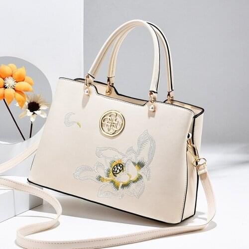 Embroidery Purses and Handbags for Women Ladies Fashion PU Leather Top Handle Satchel Shoulder Tote Bags