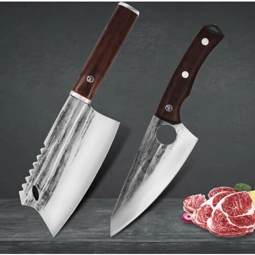 Hand-forged kitchen knives Stainless steel meat cleavers Kitchen cooking tools Slicing knives Bone chopping knives