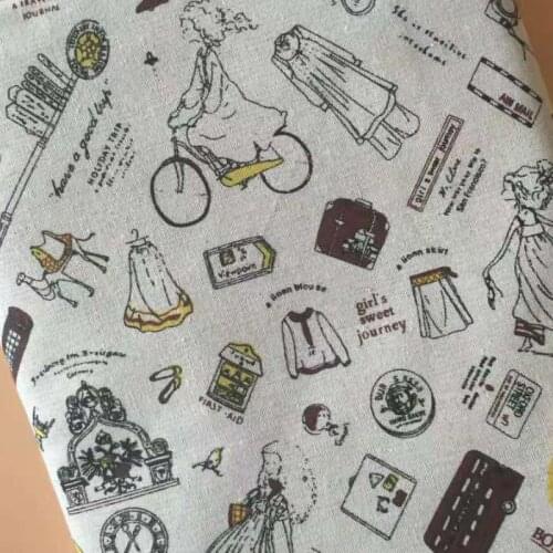 LINENCotton Fabric For Clothing Quilting FLOWERS Twill Fabrics Cloth DIY Sofa Curtain Tablecloth Cushion CRAFT SEWING Materiasl