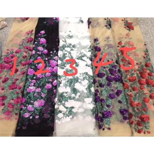 Best quality BZL-6.70204 African Tulle Lace Fabric African French Lace Fabric with sequins flowers