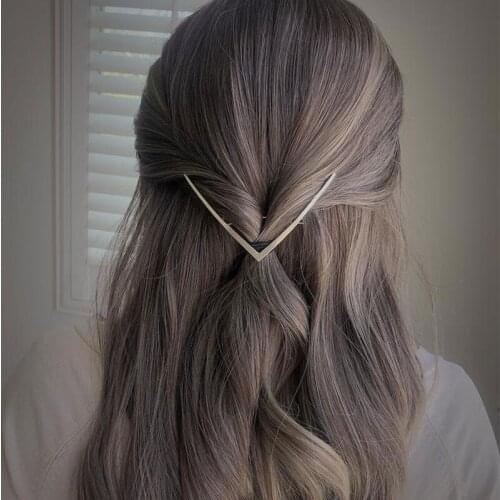 Fashion Geometric Triangle V Shape Shiny Crystal Rhinestones Hairpins Women Hair Clips Barrettes Hair Styling Accessories