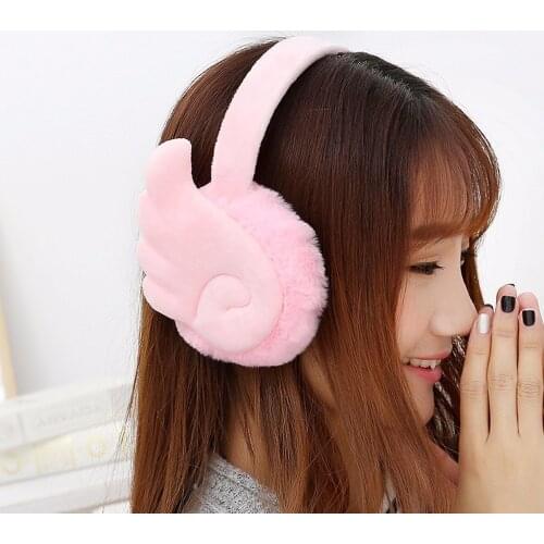 Fashion wing Plush Female Winter Earmuff Warm Ear Muffs Headphones Girls Earmuffs Earphone Ear Warmers Protector Fur Headphones
