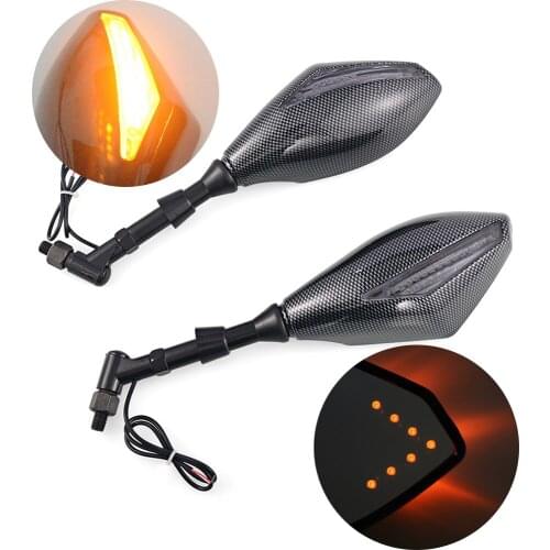 Motorcycle Universal Rearview Mirror w/ Turn Signals Integrated for Naked bikes Cruiser Chopper Dirt Bike ATV Offroad Scooter