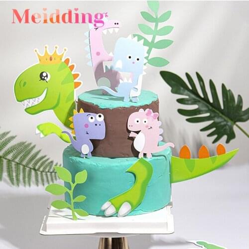 Cartoon Dinosaur Cake Toppers Party Kids 1st Birthday Boy Jungle Dinosaur Cake Decorations Baby Shower DIY Party Supplies Gift