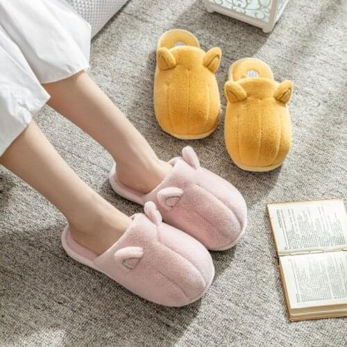 Female And Male Couple Winter Shoes Plush Warm Cotton Slipper Cartoon Cat Slipper Soft Sole Shoes Men Indoor Simple Shoes