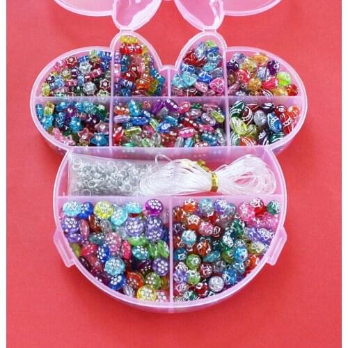 2016 New DIY Bracelet Acrylic loom bands Bead set Accessories Girl Toys Mixed Kids Beads with Box, Beads for Children BDH020