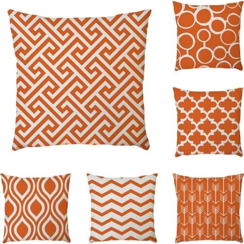 Cotton Linen Geometric Throw Pillow Case Orange Series Decorative Pillows For Sofa Car Seat Cushion Cover 45x45cm Home Decor