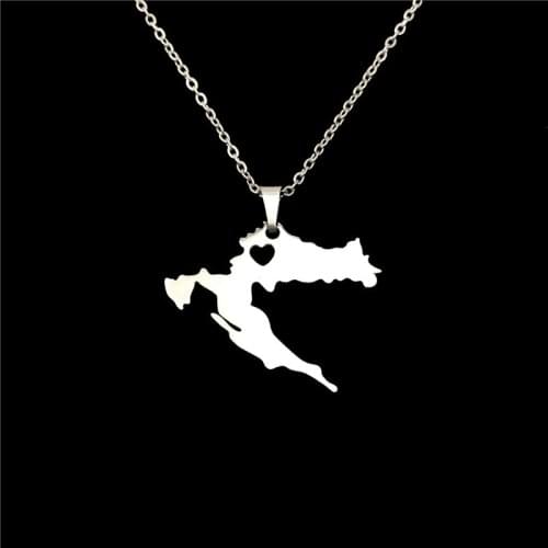 New Stainless Steel Necklace Croatia Map Pendant Necklaces for Women Silver Color Choker Jewelry Gift Croatian Custom Jewelery