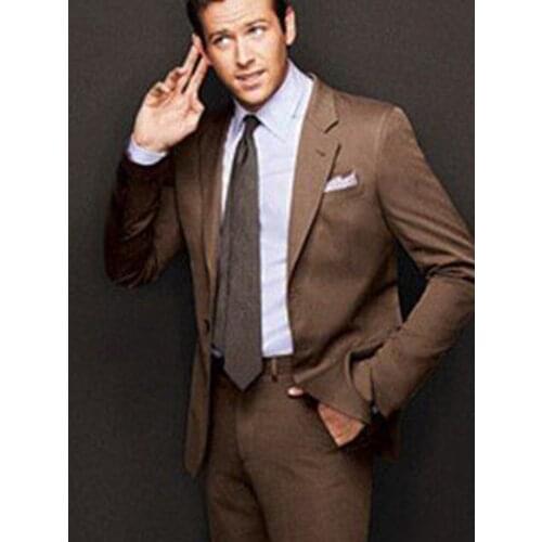 Tailor Made Suit Wedding Suits For Men Brown Custom Suit Tailors, Bespoke Suit 2 Button Notch Lapel Brown Office Suits Business