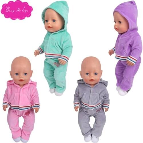 American Russian Doll Clothes Casual Sportswear Soft Jumpsuit 43 Cm Doll Accessories 18 Inch Baby Girl Toys Children Gift f846