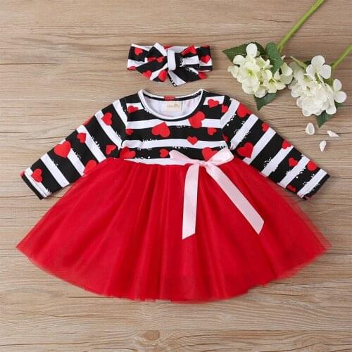 Girls dress striped long-sleeved bowknot childrens net gauze skirt princess dress baby girl fashion dress girl clothes