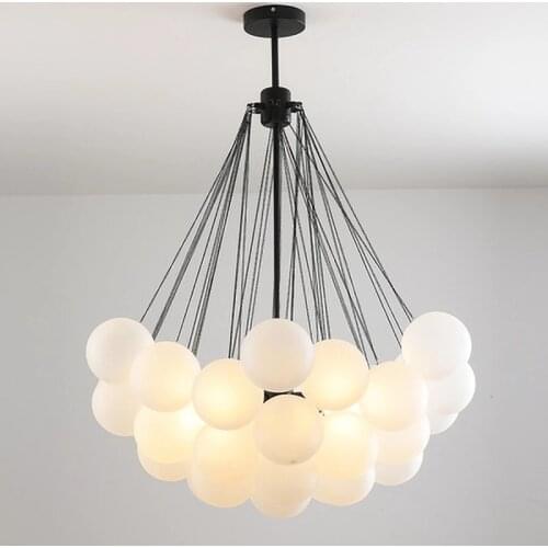 LED Nordic Post-Modern Chandelier Transparent Glass Bubble Ball Bedroom Living Room Restaurant Light Fixtures