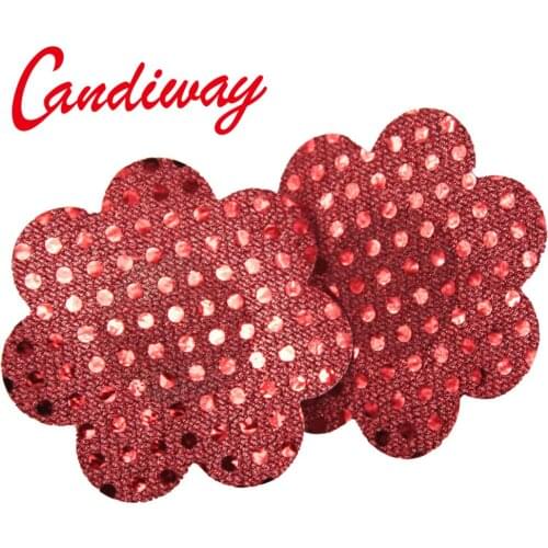 Candiway Sexy Red Sequin Series Disposable Self Adhensive Nipple Stickers Invisible Pasties Flirting Accessories For Women