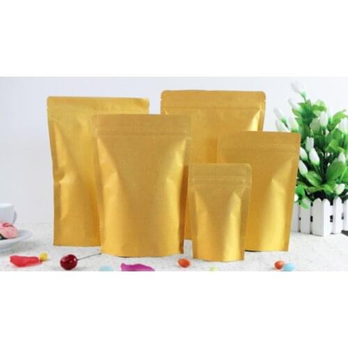 15*21+4cm 1000pcs Stand Up Aluminum Foil Brown kraft paper bags with Zipper lock for Food/Tea/Nut Resealable Packaging Bag