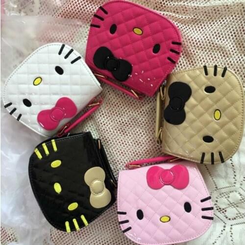 Cute Cartoon Anime Cat Shoulder Bags Fashion Girls Princess Crossbody Bag Mini PU Bow Clutch Handbags Preppy Style Kids Purse