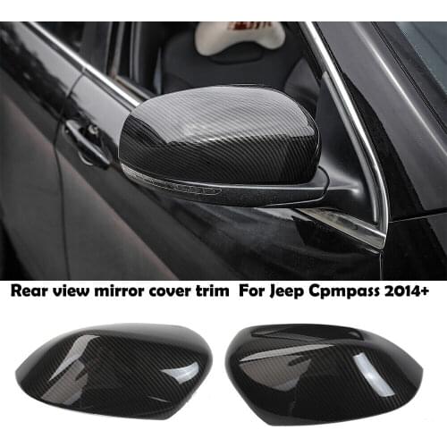 Carbon fiber Grian Rear view Mirror Cover Trim For Jeep Cherokee 2014-2019 Pair