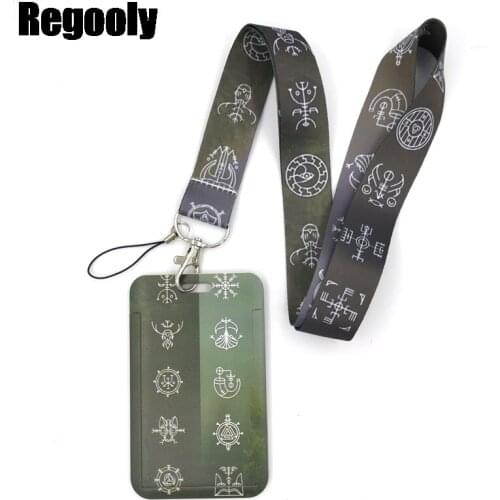 Vikings Runes Symbols Lanyard Credit Card ID Holder Bag Student Women Travel Card Cover Badge Car Keychain Decorations