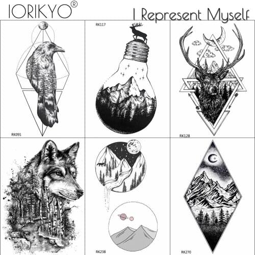 Round Peak Women Ankle Elk Temporary Tattoos Stickers For Men Arm Art Tattoo Body Custom Waterproof Fake Tatto DIY Self Adhesive