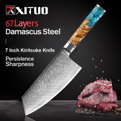 XITUO Japanese Damascus Steel Chef Knife Kiritsuke Vegetables Cleaver Cooking Tools Kitchen Knives VG10 Japanese Damascus Knives
